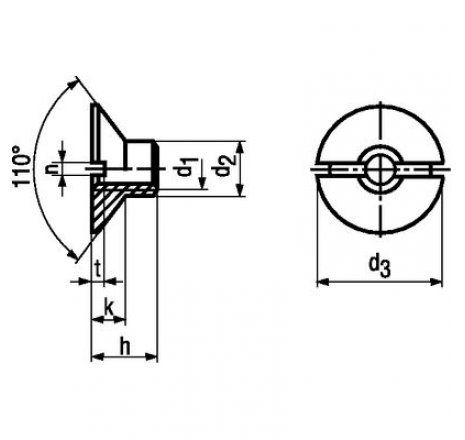 Countersunk nuts 110°, with slot-761075
