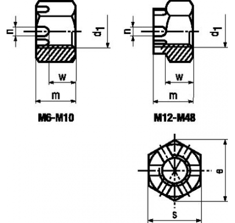 Hex slotted and castle nuts-761083