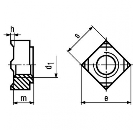 Square weld nuts four weld projections-761084
