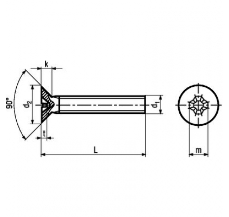 Phillips cross recessed ersunk screws, form H-761385