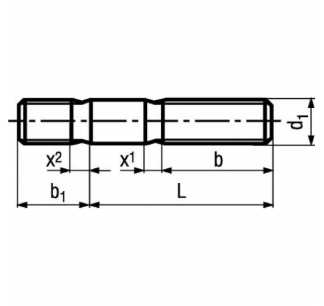 Stud bolts tap end with interference fit, length ~1,25d