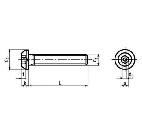 Bulong lục giác chìm INOX 304, ren toàn phần, with center pin  MAKE-761523